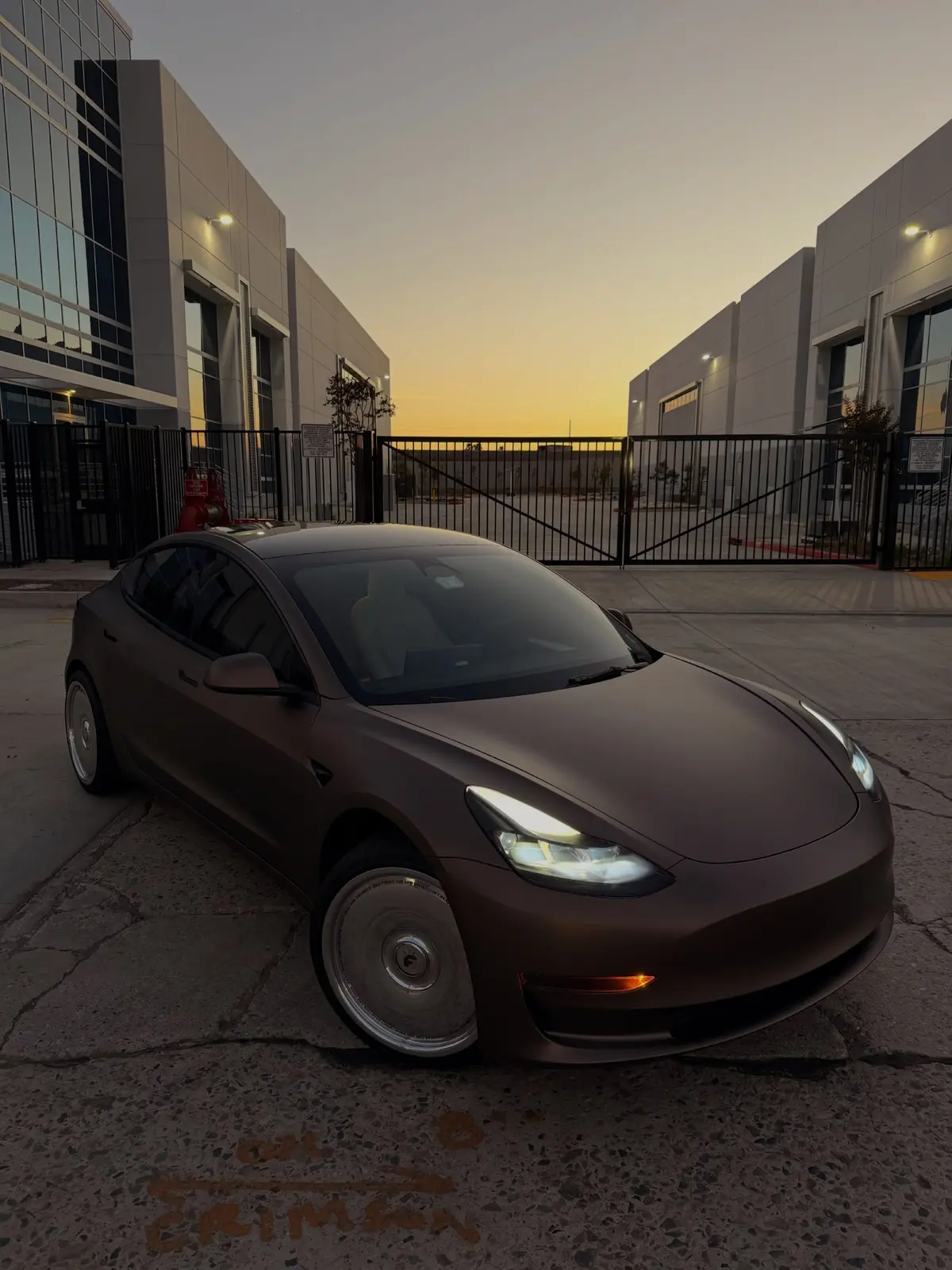 TESLA MODEL 3 — HEAVY METAL BROWN ASH